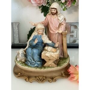 Vintage 1988 Schmid B Shackman Nativity Music Box Plays Away In The Manger 7"x7"